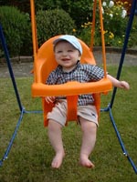 Playing on his swing